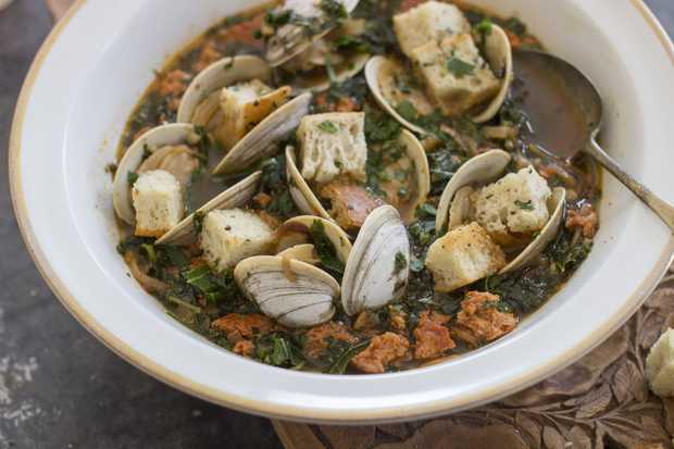 Associated Press: Spicy Clam and Kale Soup with Soy Chorizo | Melissa d ...